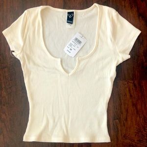 Windsor, Size X-Small, Ivory Short Sleeved Crop Top